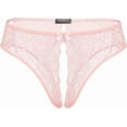 thumbnail image 1 of Women Lace Panties, Low Waise Sexy Underwear Floral Lace Briefs G-String with Cute Bow Center, Pink, 1 of 1