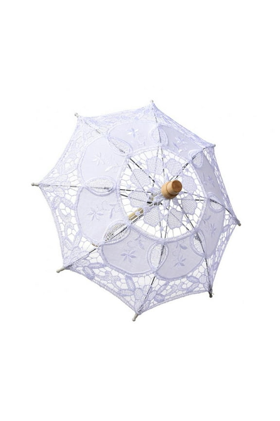 Women Lace Parasol Umbrella Wedding Cotton Fashion Wooden Handle Bridal Umbrella Decoration