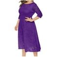 thumbnail image 1 of Women Lace Plus Size Midi Cocktail Dress for Evening Prom Classy Elegant Mock Neck 3/4 Sleeve Flowy a Line Gown Dress, 1 of 5
