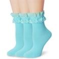 thumbnail image 1 of Women Lace Ruffle Ankle Socks, Cute Princess Girls Frilly Cotton Socks 3Pairs, 1 of 4
