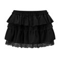 thumbnail image 1 of Women Lace Ruffle Bloomer Skirt Frill Tiered Short Skater Skirts Flowy A Line Mini Underskirt, 1 of 4