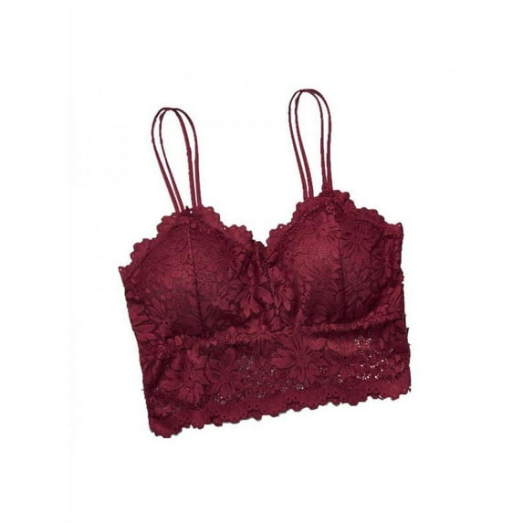 Women Lace Sexy Lingerie V-Neck Crochet Bralette Bra Floral Padded Tank Underwear With Suspenders