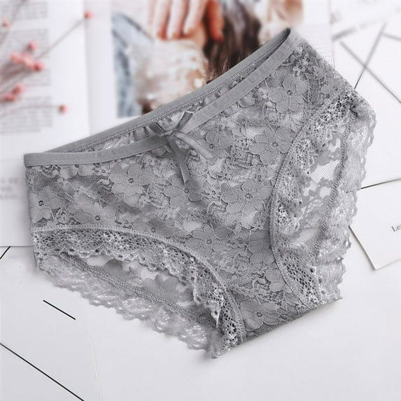 Women Lace Panties Hollow Mesh Trousers Bow Low Waist Panties Ruffle Undies for Women