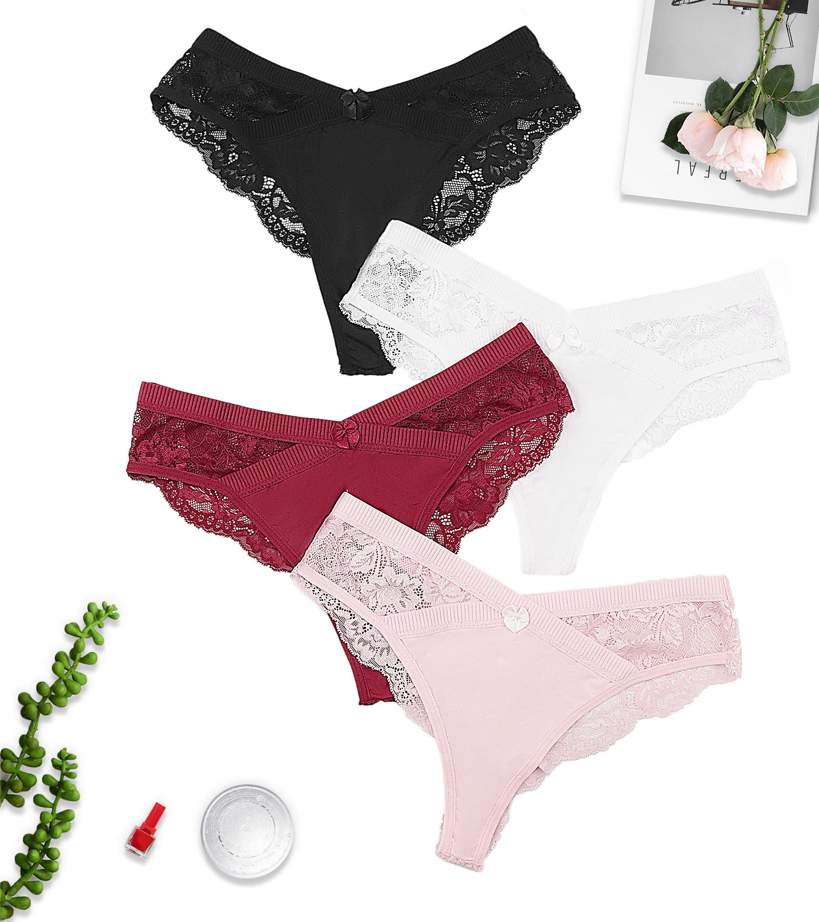 Women Lace Sexy Panties Underwear Floral Thong Invisible NoShow