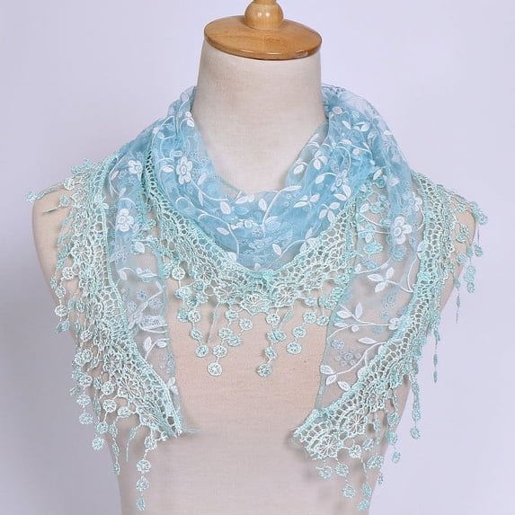 Women Lace Sheer Floral Silk Scarf for Hair Wrapping at Night Scarf Shawl Wrap Tassel Womens Scarves Scarf