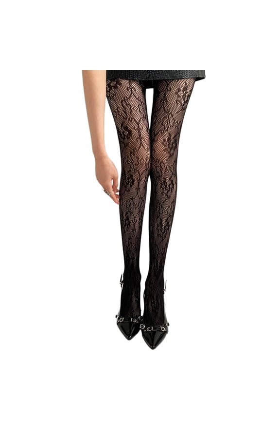 Women Lace Sheer Tights Stockings FrenchJK Girl Vintage FlowerPatterned Pantyhose Leggings