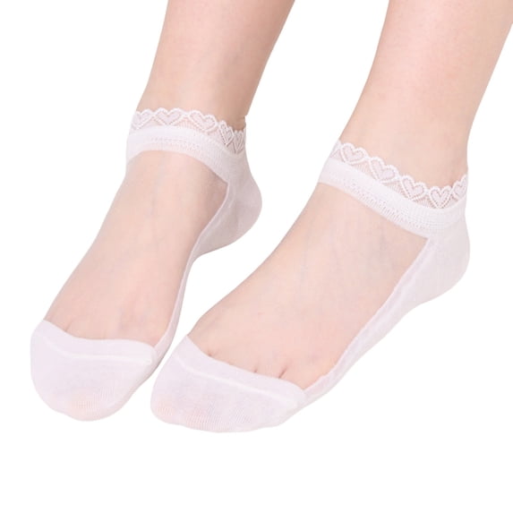 Women Lace Short Socks Breathable Crystal Silk Sheer Socks