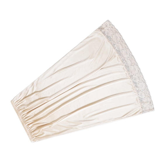 Women Lace Trim Half Slip Long Underskirt Under Dress Slip Elastic Waist Long Petticoat Ice Silk Invisible Skirt