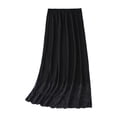 thumbnail image 1 of Women Lace Trim Invisible Underskirt Petticoat Half Slip Elastic Waist Solid Color Basic Midi Long Skirt for Under Dress, 1 of 12