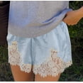 thumbnail image 1 of Women Lace Trim Wide Leg Shorts Satin Silk Boxers Shorts Y2k Micro Mini Pajama Shorts French Knickers Lounge Slip Pj Bottoms, 1 of 2