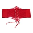 thumbnail image 1 of Women Lace Up Corset Waist Belt Transparent Lace Crochet Petal Elastic Wide Belt For Dress, 1 of 7
