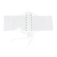 thumbnail image 1 of Women Lace Up Corset Waist Belt Transparent Lace Crochet Petal Elastic Wide Belt For Dress, 1 of 7