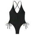 Women Lace Up One Piece Swimsuit Deep Plunge V Neck Bathing Suits