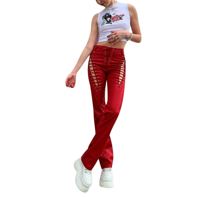 Leather trousers best sale lace up