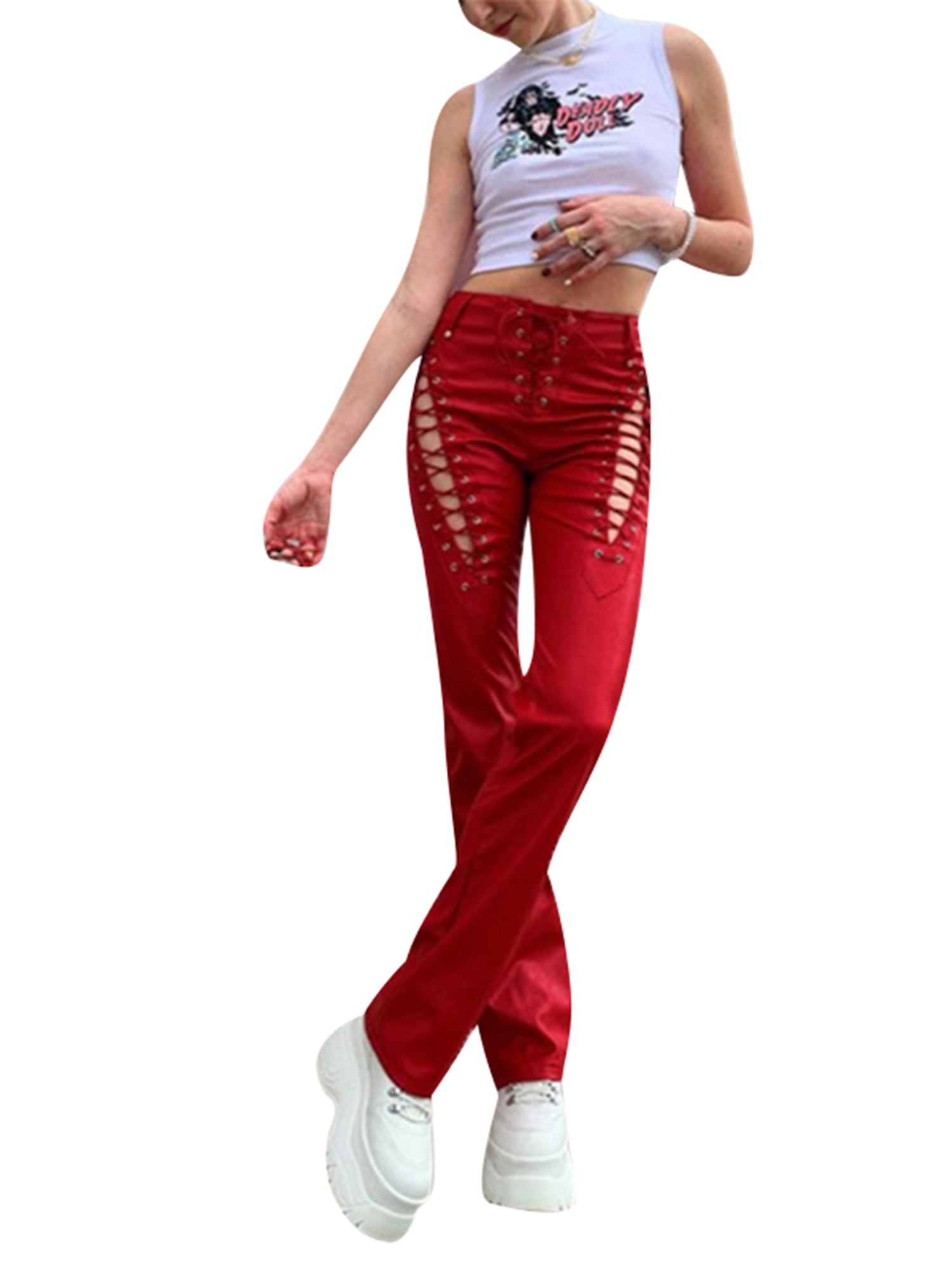 Baycosin Cargo Pants Women Slim Fit Jogger Trousers Hippie Punk Streetwear  Trousers with Pockets 