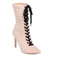 thumbnail image 1 of Women Lace Up Stiletto Boot - Mid Calf Heel Boot - Pointy Toe Boot - HK56 By Cape Robbin, 1 of 5