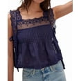 thumbnail image 1 of Women Lace Vest Tanks Y2K Sleeveless Split Side Tie Tank Top Sheer Ruffle Shirt Summer Going Out Crop Tops Navy Blue L, 1 of 8