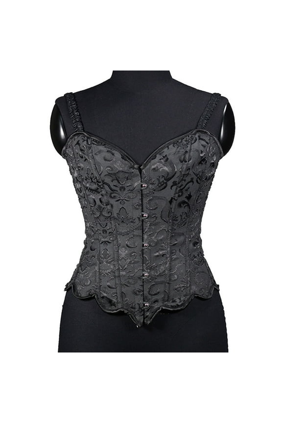 Women Lace Up Vintage Boned Bustier Corset With Garters Lace Up Boned Overbust Corset Bustier Lingerie Bodyshaper Top Camisole for Women Full Body Overalls Back Out Full Coverage Corset Top Beauty Fit