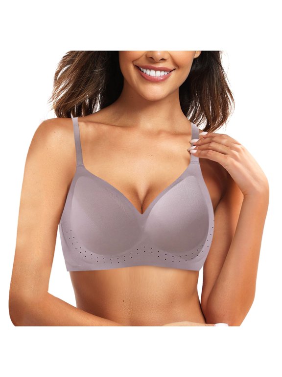 Women Lactation Bra Thin Cavity Cup Breathable Maternity Push Up Sag Support Nursing Underwire Comfort Purple XL