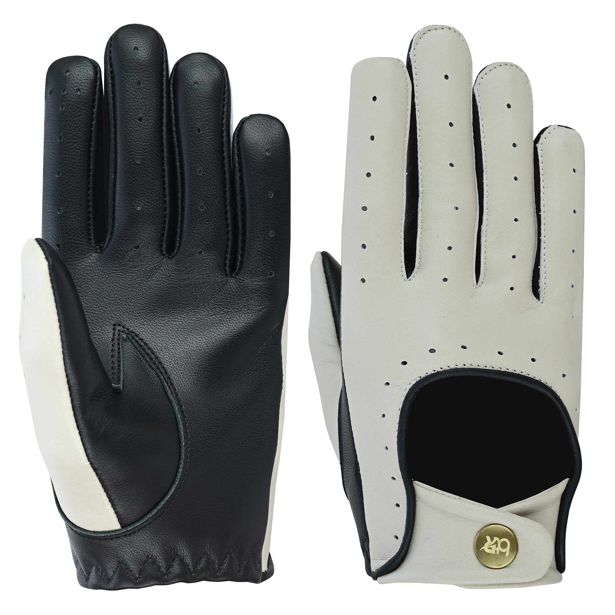 Women Ladies 100% Genuine Lambskin Leather Driving Gloves Chauffeur Full Finger Car Driving Motorcycle Bikers Riding Gloves Bone White-XS