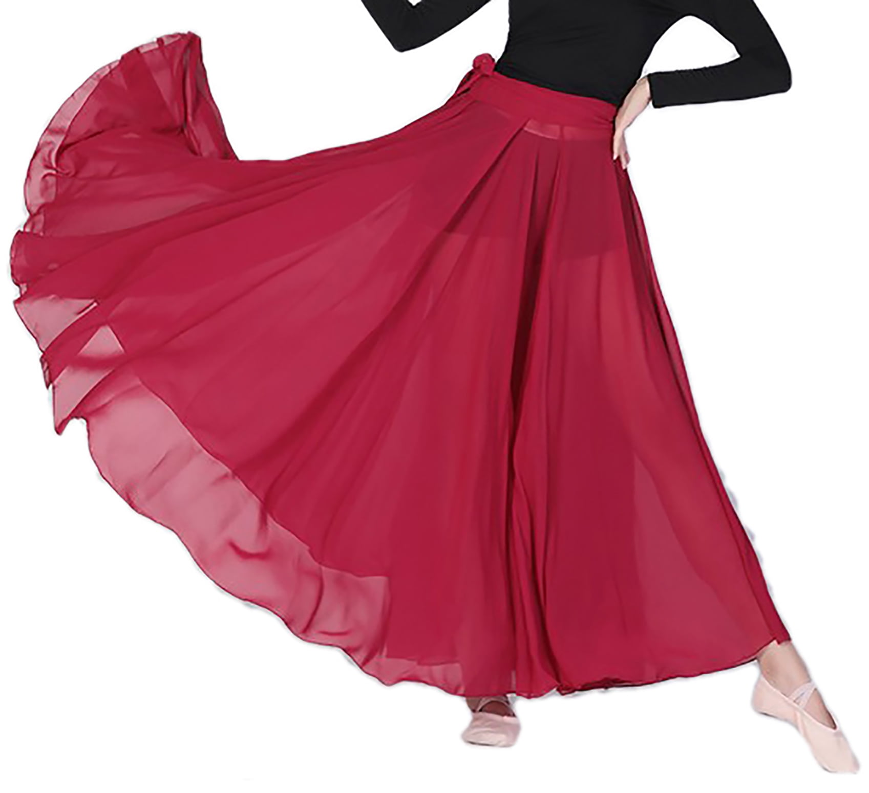 Women Ladies Adult Chiffon Swing Long Skirt Lyrical Dance Practice ...