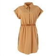 thumbnail image 1 of Women Ladies Chiffon Casual Loose Dress with Belt, Short Sleeve Chiffon Blouse Shirt Dress, 1 of 7