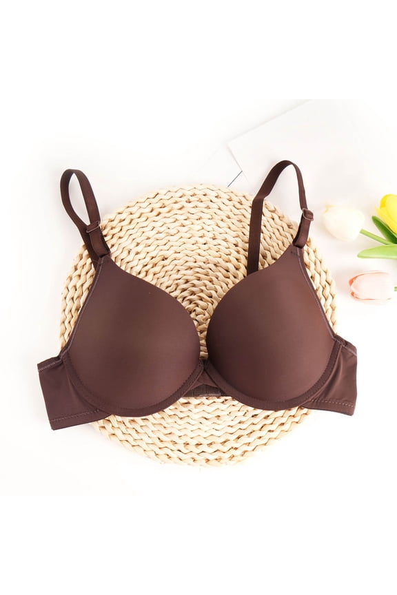 Women Ladies Front Closure Underwire Seamless Racer Back Push Up Padded Everyday Bra Bralette Underwear Coffee S