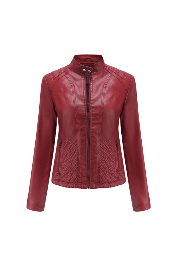 Women Ladies Lapel Motor Jacket Coat Zip Biker Short Punk Cropped Cot Outerwear