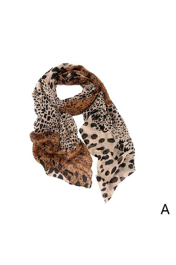 Women Ladies Leopard Print Soft Chiffon Shawl Neck Scarf Wrap Long BEST Hot J7M3