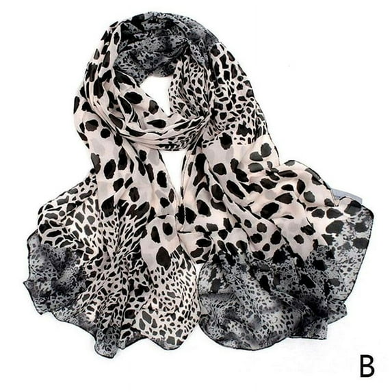 Women Ladies Leopard Print Soft Chiffon Shawl Neck Scarf Wrap Long BEST Hot P6E4