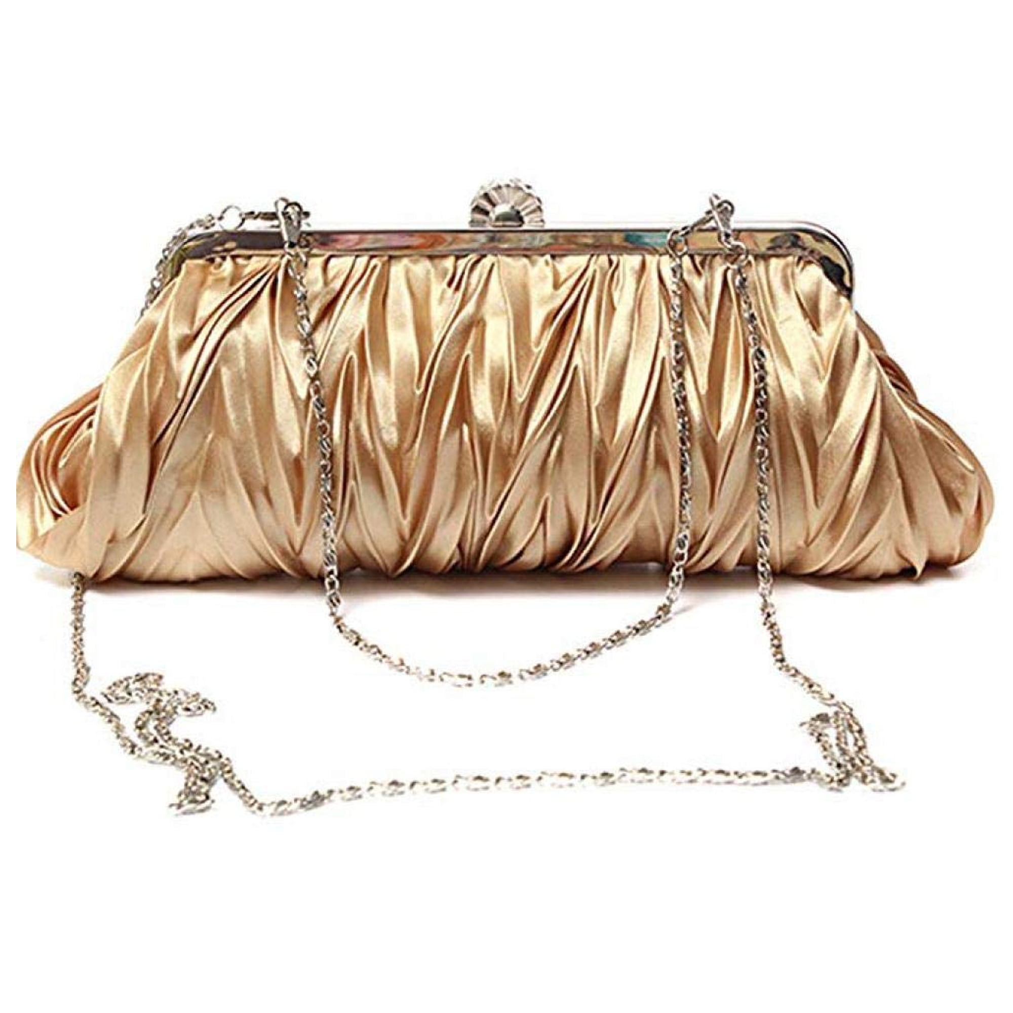 Women Ladies Satin Crystal Bridal Handbag Clutch Party Wedding Purse Evening Bag