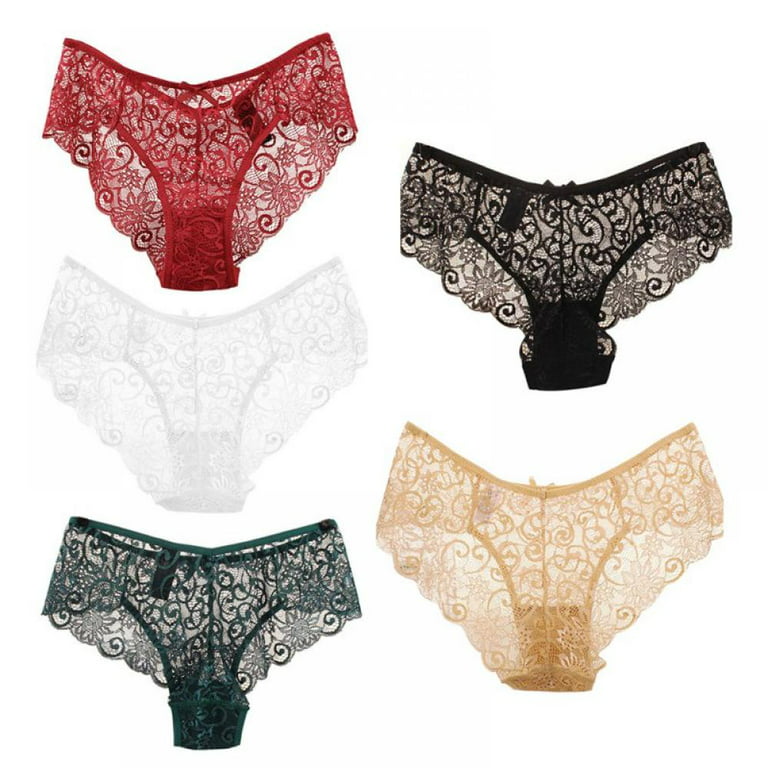 Women's Plus Size Underwear, Ladies Sexy Lace High Waisted Panties, Soft  Full Breathable Briefs For Women 5-Pack