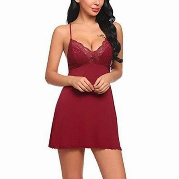 Women Ladies Silk Sexy Lace Lingerie Nightwear Underwear Babydoll Sleepwear