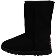 Women Ladies Snow Boots Waterproof Faux Suede Mid-Calf Boots Fur Warm Lining Shoes