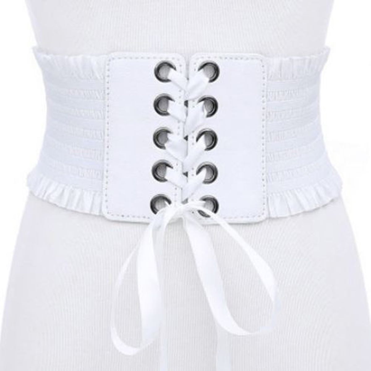 Women Ladies Soft PU Leather Wrap Around Tie Waistband Lace Up Eyelet  Corset Belt Cinch Waist Wide Dress Belt