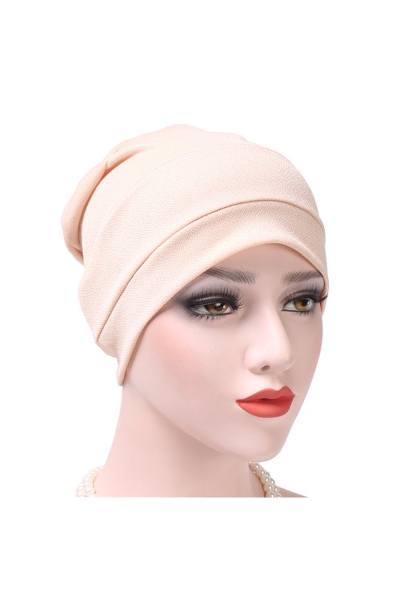 Women Ladies Solid Color Indian Style Turban Hat Slouchy Beanie Caps Elastic