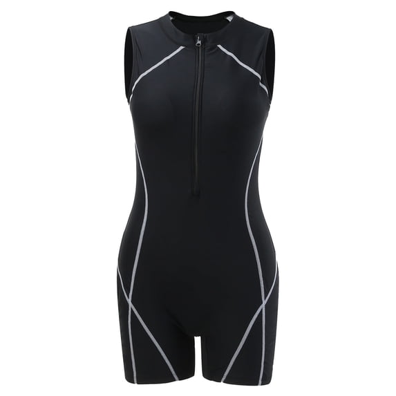 Women Ladies Swimsuit Boyshort Short Sleeve Rashguard Contrast Line Snorkel Surf Suit Sport Bathing Suit Women's Transparent Bikini Gray Bikini Top Bikini Back Swimsuit Bottoms Women's Bandeau Bikini