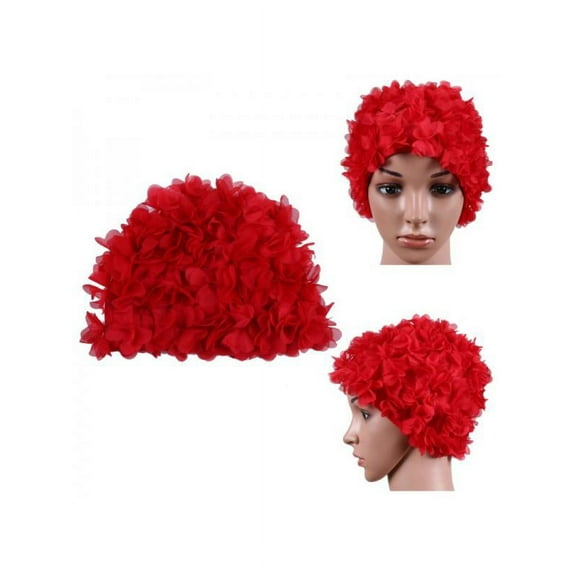 Women Ladies Vintage Style Floral Flower Adult Swimming Swim Cap Bathing Hat