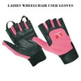 thumbnail image 1 of Women Ladies Wheelchair User Gloves Mobility Disability Fingerless Long Thumb Leather Palm Wheelchair Gloves Pink-S, 1 of 6