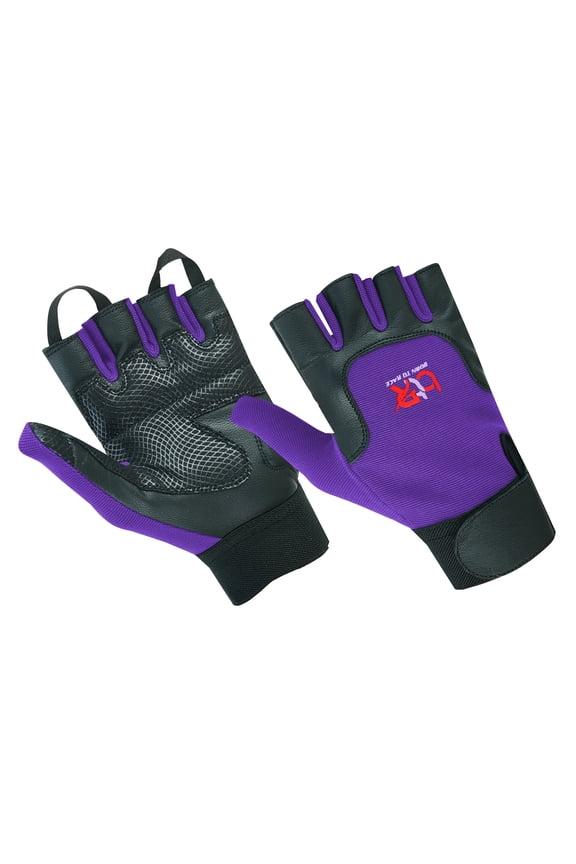 Women Ladies Wheelchair User Gloves Mobility Disability Fingerless Long Thumb Leather Palm Wheelchair Gloves Purple-XS