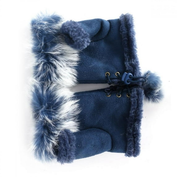 Women Ladies Winter Faux Fur Fingerless Gloves Soft Warm Mittens Fur Lined