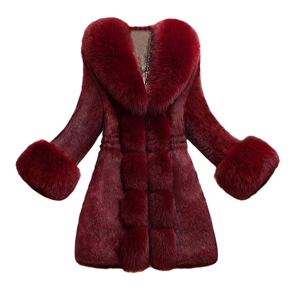 Women Lady Coat Winter Warm Long Sleeve Solid Outwear Coat Plush Jacket Warm And Soft Winter Overcoat