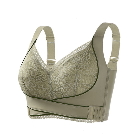 Women Lady Comfy Corset Bra Front Side Buckle Lace Slim Shape Wear Underbust Support Daily, 44, Green