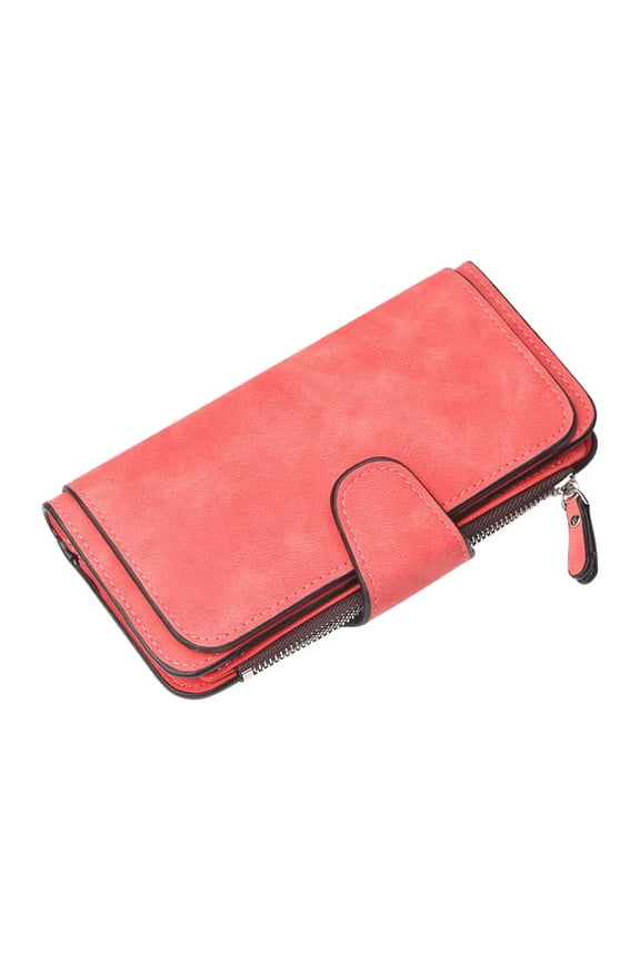 Women Lady Leather Trifold Card Wallet Clutch Checkbook Handbag Zip Purse Card Phone Holder Long Design Lady Fashion Wallets,I