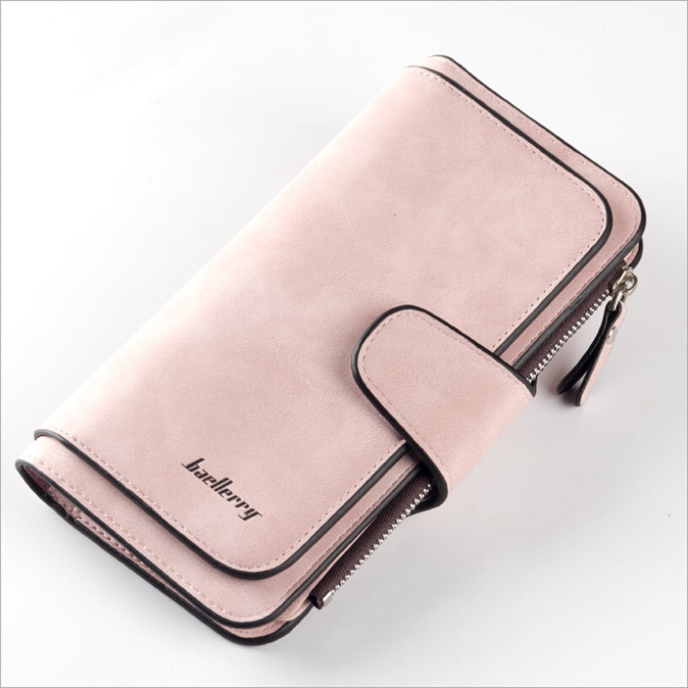 Women Lady Leather Trifold Card Wallet Clutch Checkbook Handbag Zip Purse Card Phone Holder Long Design Lady Fashion Wallets
