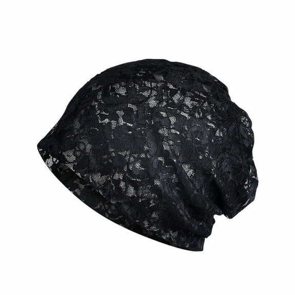 Women Lady Thin Lace Beanie Cap Solid Floral Hollow Breathable Baggy Hat
