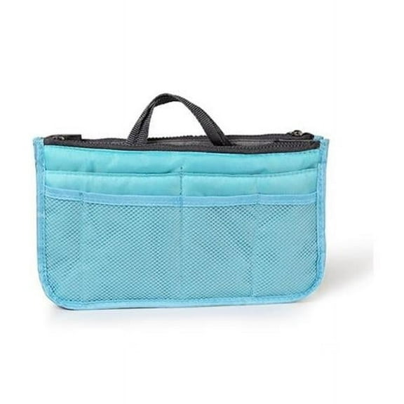 Women Lady Travel Insert Handbag Organizer Makeup Bags Toiletry Purse Liner with Hand Strap, Blue