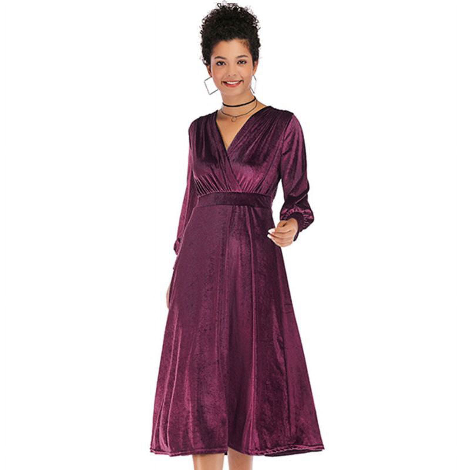 green emerald velvet dress Velvet Tiered Empire Waist Midi Dress Black / L