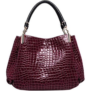 Women Large Alligator Pattern Faux leather Top-handle Bag Handbag Travel Tote