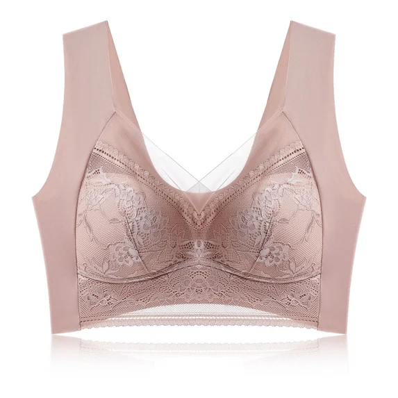 Women Large Bras Push Up Ice Silk Seamless upper Bralette Lace Wireless Summer Bras Plus Size Top Lingerie Underwear